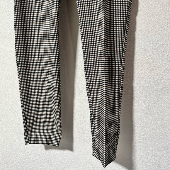 Plaid Pull On Creased Pants Medium Short Crop Checker Bengaline Tan/Brown Black - Picture 3 of 8
